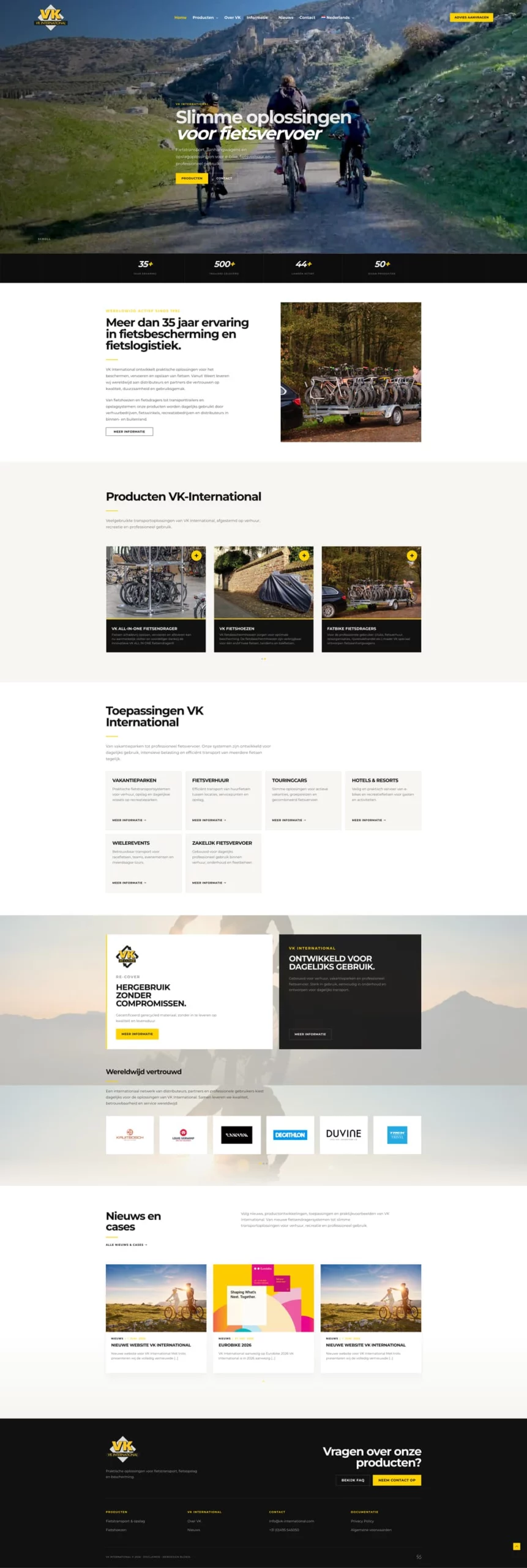Website en webshop voor VK International met fietstransportoplossingen - Blok56