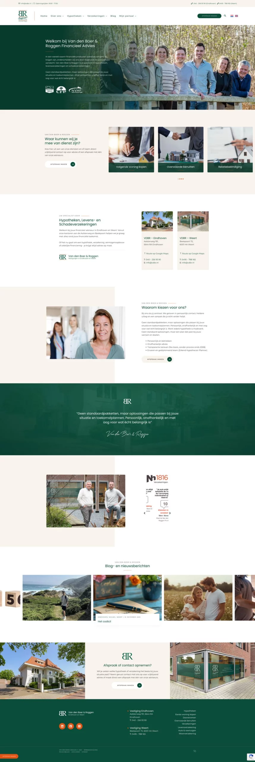 Maatwerk website voor Van den Boer & Roggen in Eindhoven en Weert